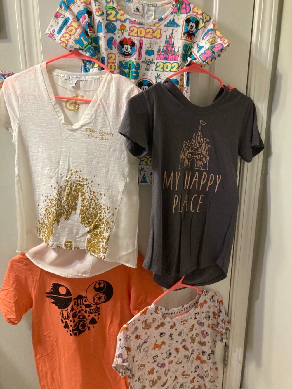 Lot of Five Walt Disney World Women's XS and Child's XL Shirts